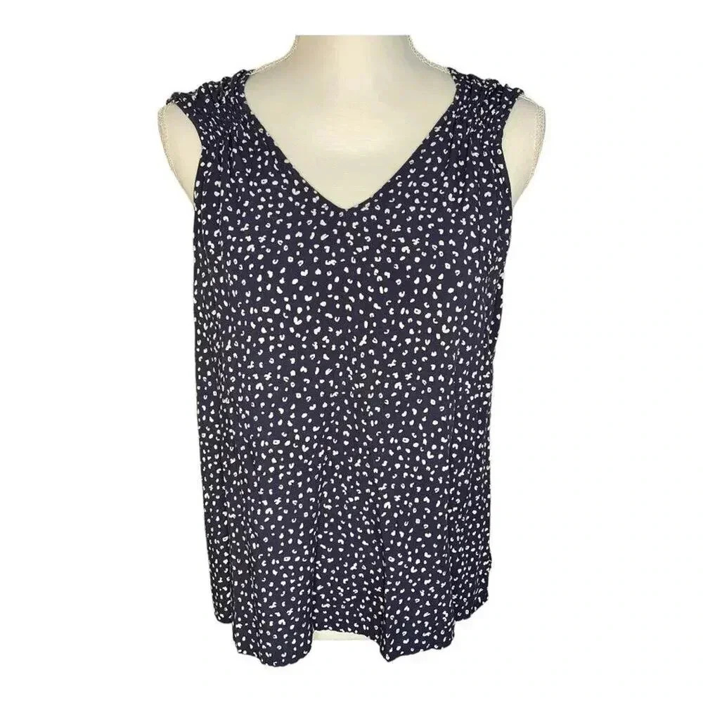 Old Navy Women’s XS Blue & White Speckled‎ Sleeveless V-Neck Blouse